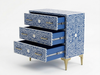 Handcrafted Bone Inlay 3 Drawer Chest – Blue & White Floral Design