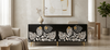 Handcrafted Mother of Pearl Inlay 4 Door TV Unit Media Cabinet – Black Floral Design