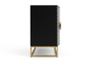 Handmade Bone Inlay 4 Door Cabinet – Black & White Geometric Sideboard