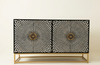 Handmade Bone Inlay 4 Door Cabinet – Black & White Geometric Sideboard