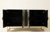 Handmade Bone Inlay 4 Door Cabinet – Black & White Geometric Sideboard