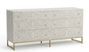 Handcrafted Bone Inlay 6 Drawer Chest – Grey & White Floral Design