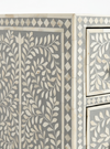 Handcrafted Bone Inlay 6 Drawer Chest – Grey & White Floral Design