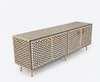 Handmade Bone Inlay 4 Door TV Unit Media Cabinet – Black Targua Design