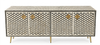Handmade Bone Inlay 4 Door TV Unit Media Cabinet – Black Targua Design