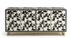 Handmade Bone Inlay 4 Door TV Unit Media Cabinet – Black & White 3D Geometric Design