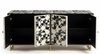 Handmade Bone Inlay 4 Door TV Unit Media Cabinet – Black & White 3D Geometric Design