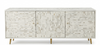Handcrafted Mother of Pearl Inlay 3 Door TV Unit Media Cabinet – White Geometric Design