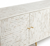 Handcrafted Mother of Pearl Inlay 3 Door TV Unit Media Cabinet – White Geometric Design