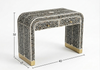Handcrafted Black Mother of Pearl Inlay 2 Drawer Console Table – Floral Design