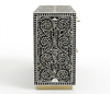 Handcrafted Mother of Pearl Inlay Bar Cabinet – Black, 2 Drawers & 4 Doors