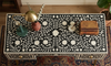 Handcrafted Black Bone Inlay Work Desk with 3 Drawers, Floral Design & Gold Legs – Luxury Wooden Writing Desk for Home Office