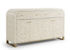 Handmade Mother of Pearl Inlay U-Shaped Buffet Cabinet – White, 2 Drawers & 4 Doors