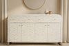 Handmade Mother of Pearl Inlay U-Shaped Buffet Cabinet – White, 2 Drawers & 4 Doors