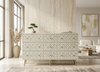 Handcrafted Grey Bone Inlay 9 Drawer Chest with Brass Legs