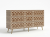 Handcrafted Grey Bone Inlay 9 Drawer Chest with Brass Legs