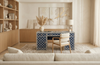 Blue & White Bone Inlay 3 Drawer 2 Door Work Desk