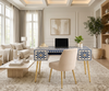 Handcrafted Blue Bone Inlay Work Desk with 2 Drawers, Gold Legs – Luxury Wooden Writing Desk for Home Office & Bedroom
