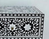 Handcrafted Black Bone Inlay 2 Drawer Console Table with Round Stool – Floral Design