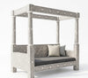Handcrafted Grey Bone Inlay Canopy Daybed – Floral Design Luxury Furniture