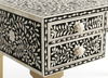 Handcrafted Black Bone Inlay 5 Drawer Work Desk – Floral Writing & Office Desk