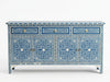 Handcrafted Blue Bone Inlay 4 Drawer 4 Door Buffet Cabinet – Floral Sideboard