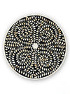 Mother of Pearl Inlay Round Side Table – Black & White Floral End Table