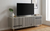 Handmade black and white bone inlay 3 door TV unit media cabinet with metal legs