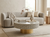 Black and white bone inlay round coffee table with Targo geometric design and brass pedestal base