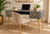 Black and white Bone Inlay 2 drawer work desk with golden legs