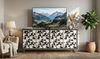 Handmade black and white bone inlay 4 door TV unit media cabinet with 3D geometric design