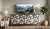Handmade black and white bone inlay 4 door TV unit media cabinet with 3D geometric design