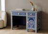 Blue and white Bone Inlay Work Desk with floral design, 2 drawers and 1 door cabinet