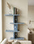 Handcrafted blue and white floral bone inlay multi-level wall shelf for decorative display