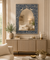 Blue and white bone inlay Mehrab wall mirror frame with floral and peacock design