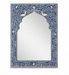 Handcrafted Blue & White Bone Inlay Mehrab Wall Mirror Frame