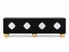 Handcrafted Black Mother of Pearl Inlay 4 Door TV Unit Media Cabinet