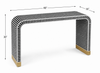 Handmade Bone Inlay U-Shaped Console Table – Black & White Striped Entryway Table