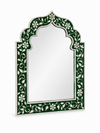 Handcrafted Green & White Bone Inlay Mehrab Wall Mirror Frame