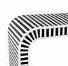 Handmade Bone Inlay U-Shaped Console Table – Black & White Striped Entryway Table
