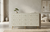Grey and white bone inlay 9 drawer chest with brass knobs and brass-finish legs