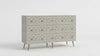 Handcrafted Grey Bone Inlay 9 Drawer Chest with Brass Legs