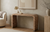 Handcrafted teak wood and Mother of Pearl inlay U-shape console table with curved decorative inlay border