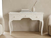 White bone inlay 3 drawer console table with handcrafted floral design