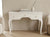 White bone inlay 3 drawer console table with handcrafted floral design