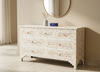 Handcrafted white Mother of Pearl inlay 7 drawer chest with floral design